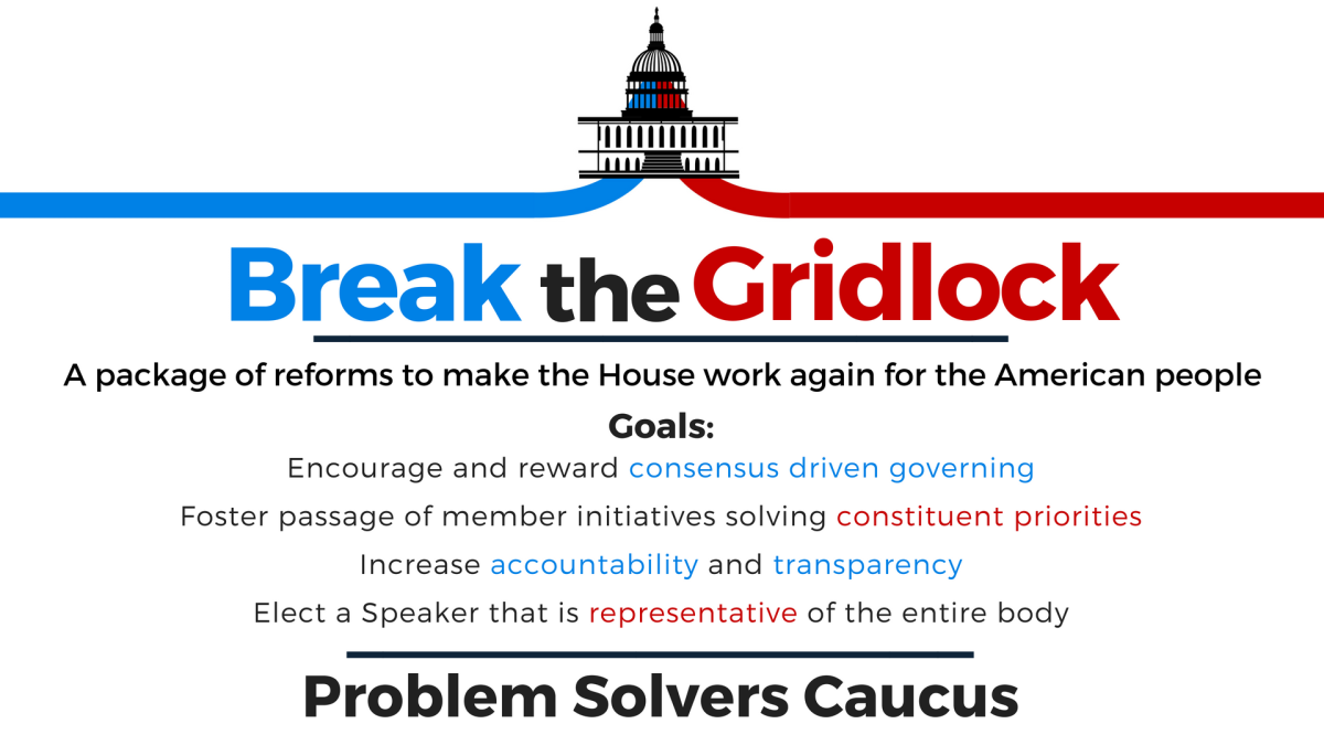 Break the Gridlock red white and blue image