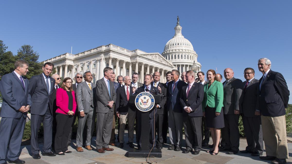 break the gridlock press conference with Reed and Gottheimer